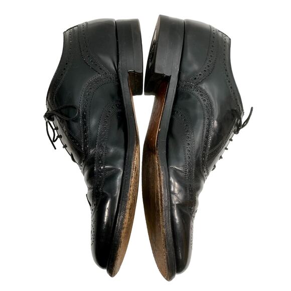 Vintage Florsheim Black Leather Wingtip Oxfords Men 8 Women 10 main image 4